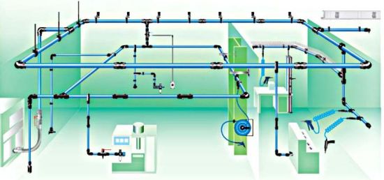 Powder Coated Compressed Air Piping System 5052 6063 T5